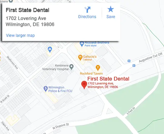 Google map for Wilmington DE Dentist, First State Dental